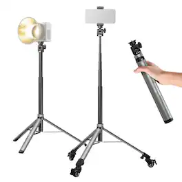 Neewer - Basics Rolling Light Stand with Wheels & Phone Holder, Aluminum, ST012 - Black