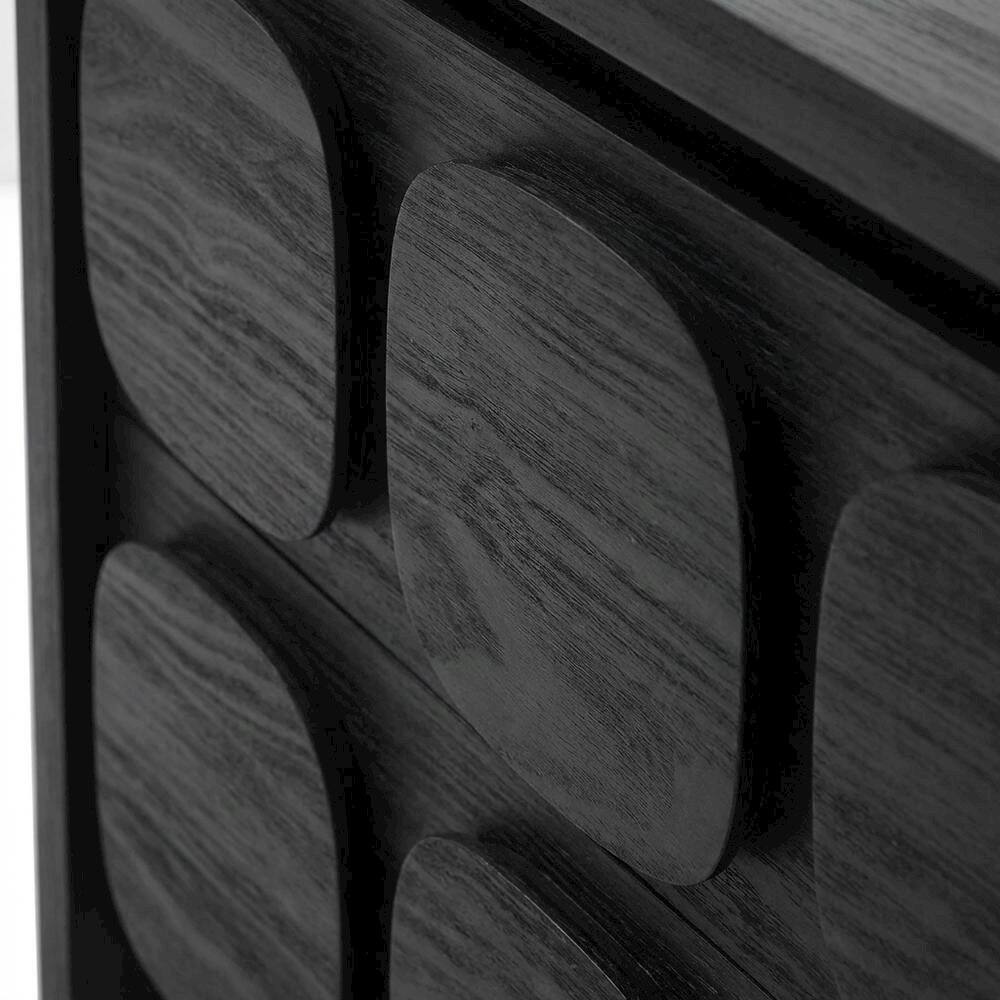 Back. FurniFact - Black Wooden Nightstand with 2 Drawers and Modern Design - Black.