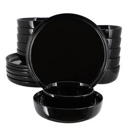 Elama - Duncan 18 Piece Porcelain Dinnerware Set - Black