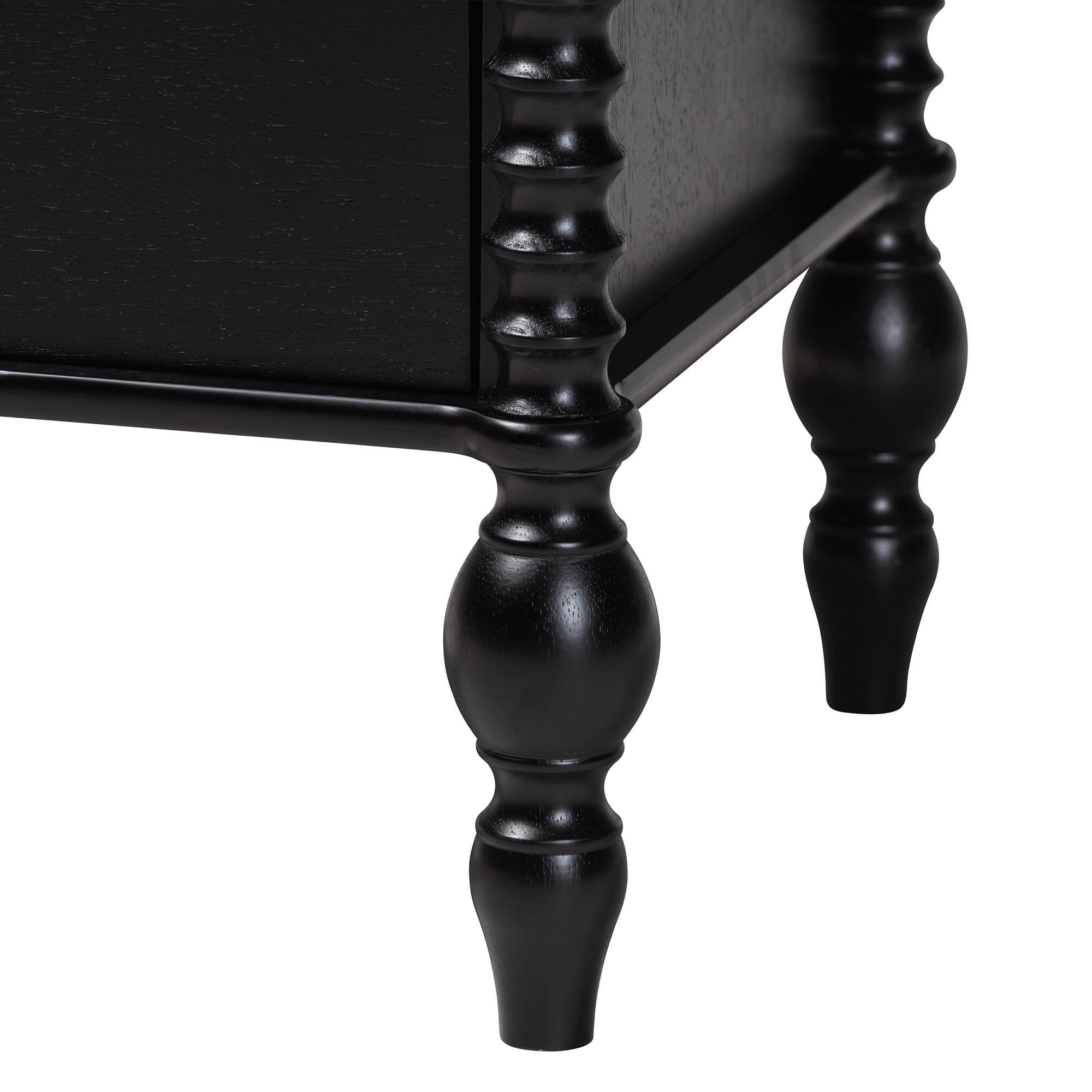 Alt View 4. Baxton Studio - Callison Spindle 5-Piece Bedroom Set - Platform Bed with Matching Dresser, Chest, and 2-Drawer Nightstands, Twin - Black.