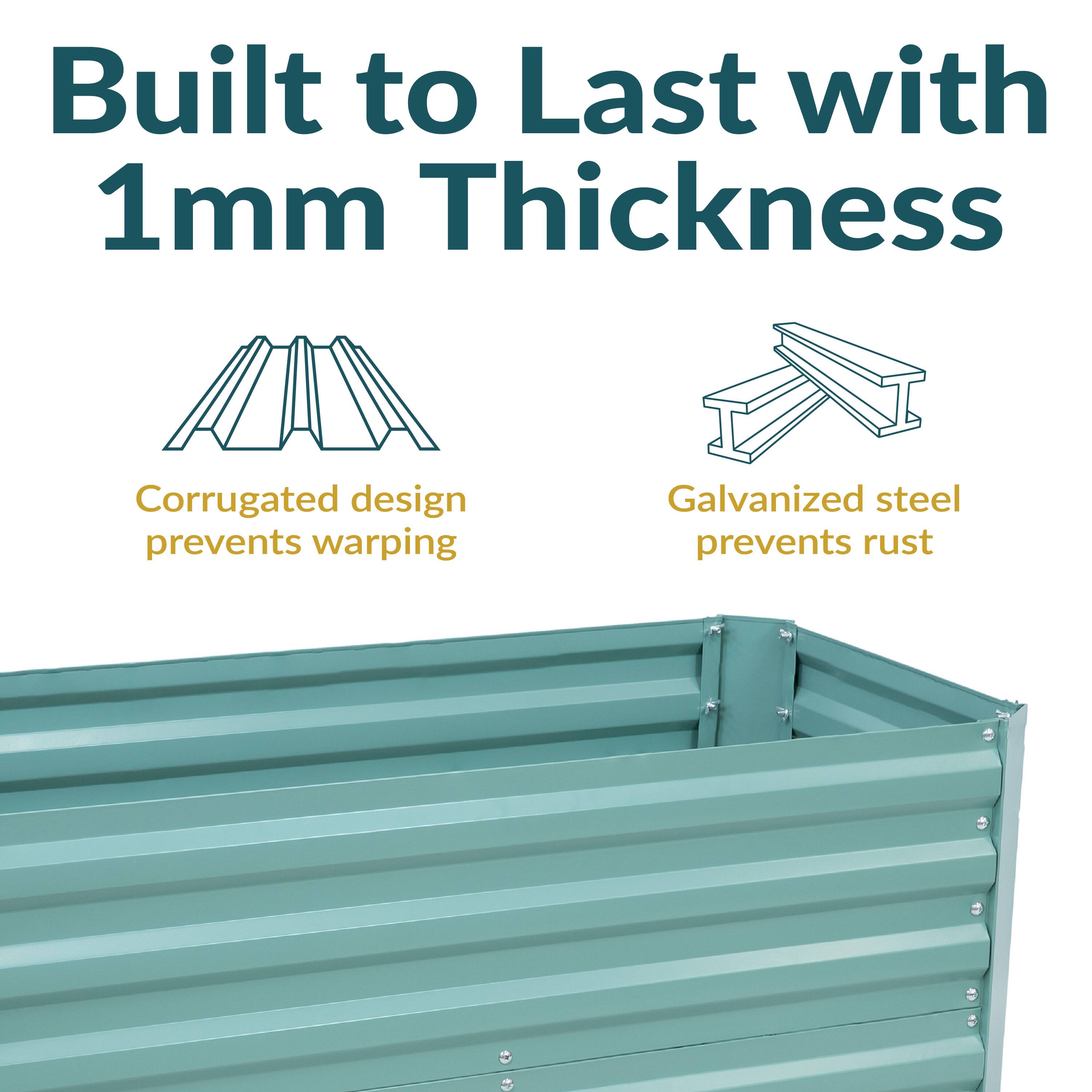 Built to Last with 1mm Thickness

- Corrugated design prevents warping
- Galvanized steel prevents rust