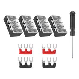 Unique Bargains - Screw Terminal Block 3 Positions, Dual Row, 600V 25A, with Screwdriver & Terminals, 4 Sets - Black