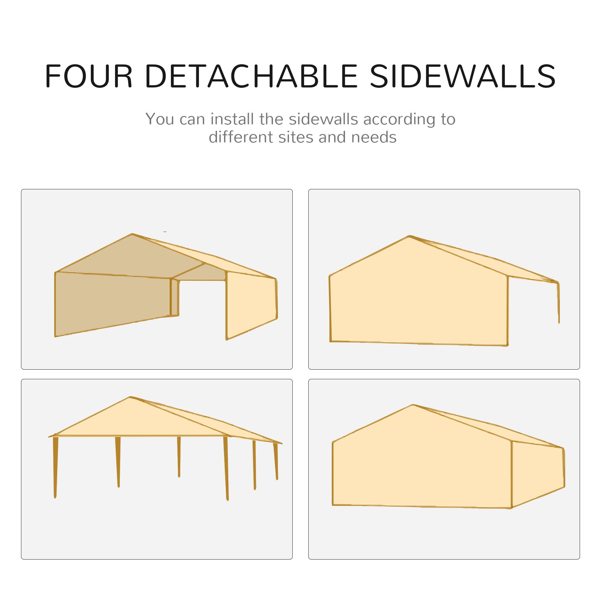 FOUR DETACHABLE SIDEWALLS
You can install the sidewalls according to different sites and needs