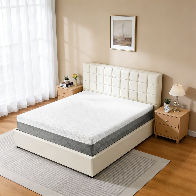 Dyonery - Medium Firm Mattress with Cool Green Tea Gel,High-density Liquid Gel Flex Foam Mattresses with Fiberglass-Free Cover - White