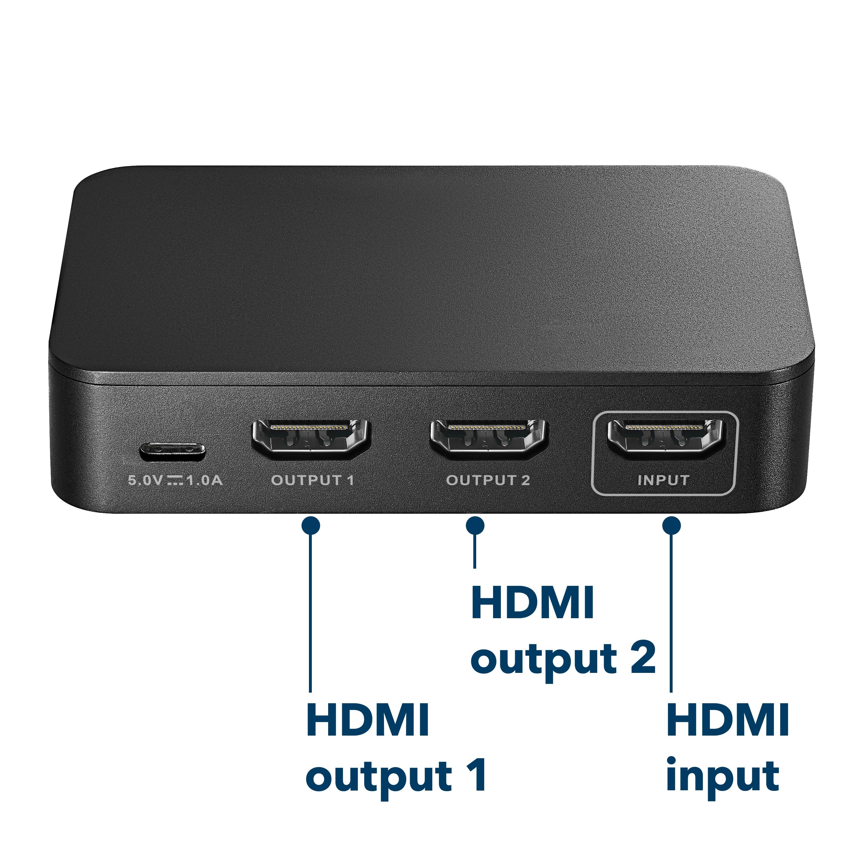 5.0V -- 1.0A  
OUTPUT 1  
OUTPUT 2  
INPUT  

HDMI output 1  
HDMI output 2  
HDMI input