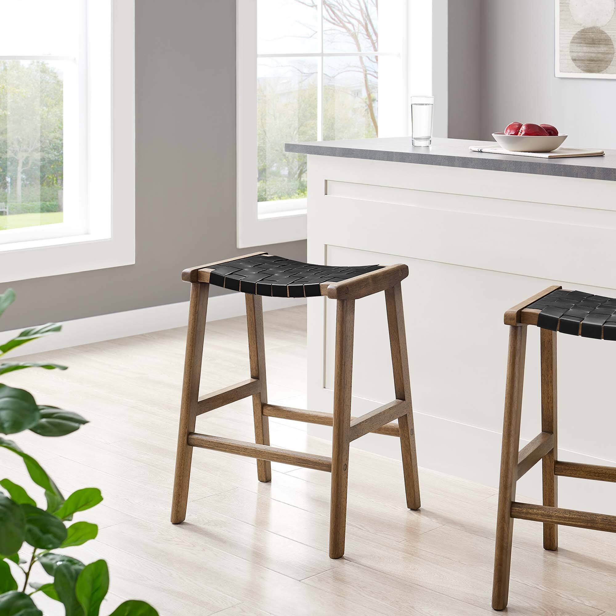 Alt View 4. Modway - Saoirse Faux Leather Wood Counter Stool Set of 2 by Modway - 0.