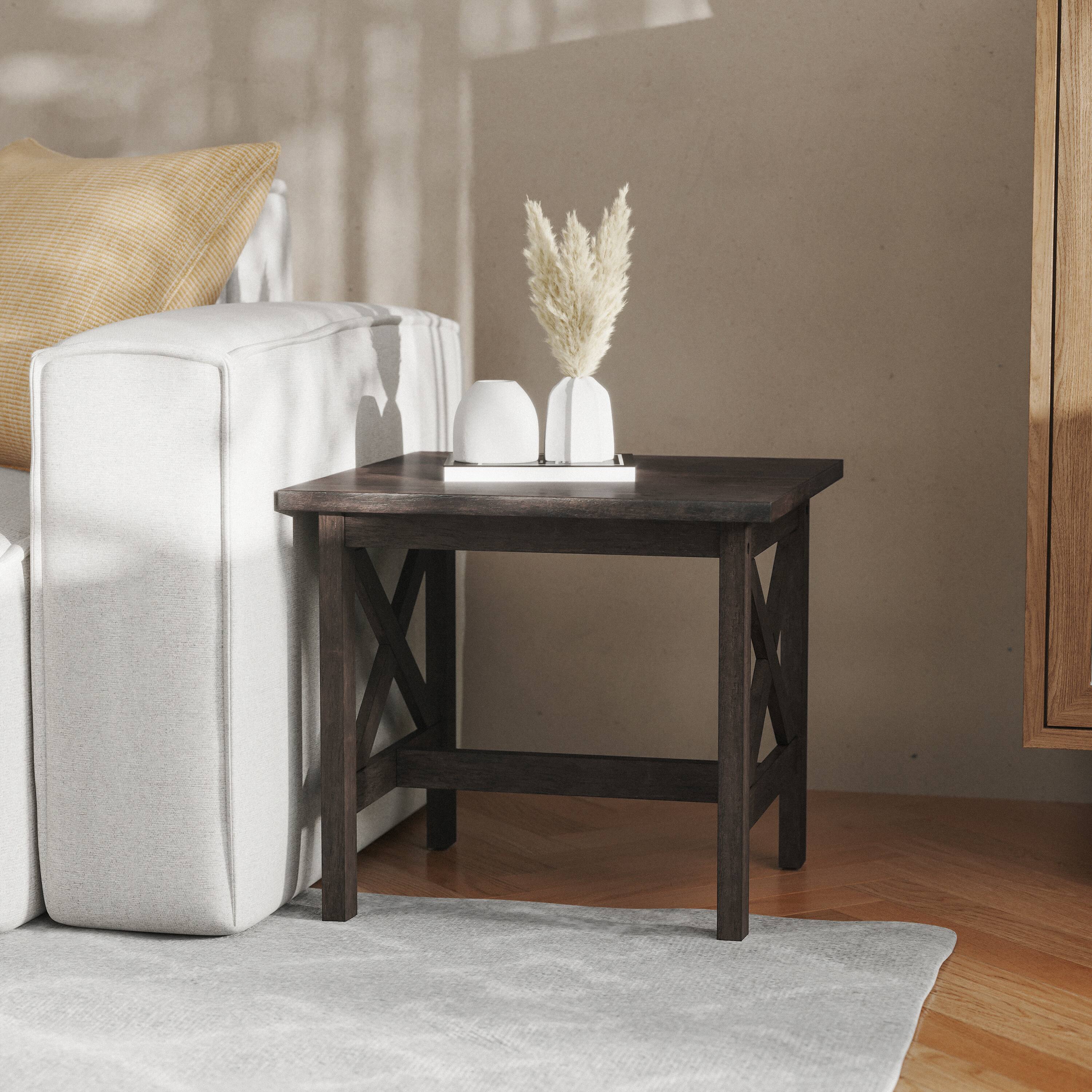 Alt View 2. Flash Furniture - Jasper Farmhouse Style Solid Wood End Table with Traditional X-Frame Design in Dark Gray - Gray.