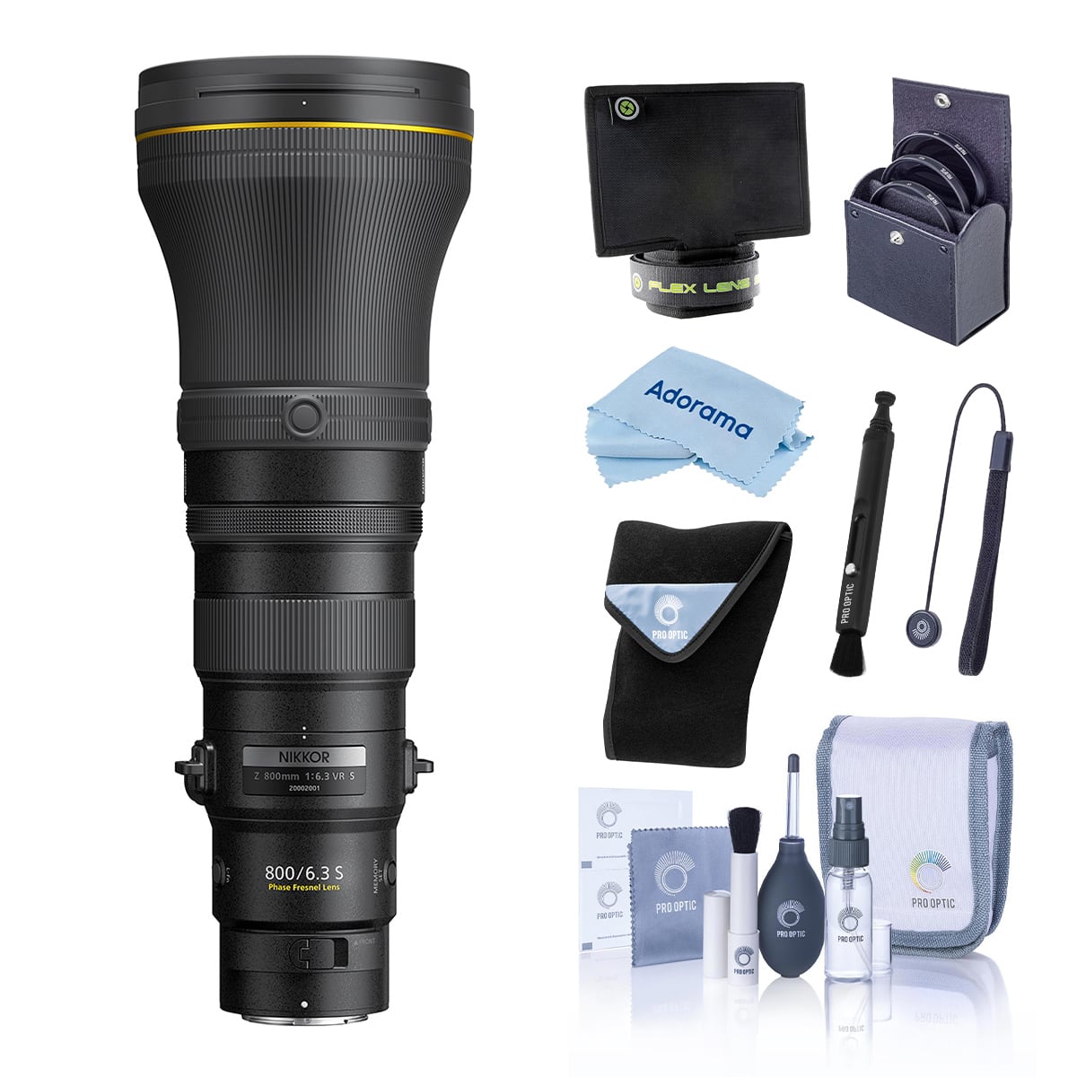 Nikon - NIKKOR Z 800mm f/6.3 VR S Lens, Bundle with 46mm Filter Kit, Lens Wrap, Lens Shade, Cleaning Kit, Lens Pen