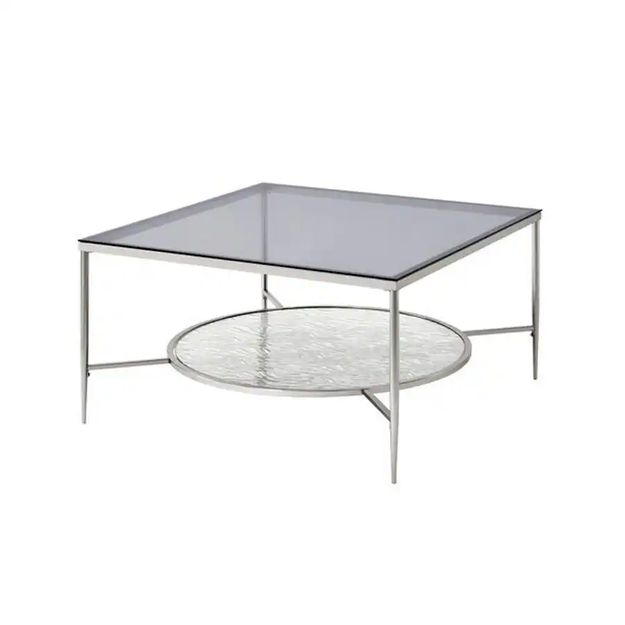 Tall Rounded Window Texture Manhattan Lane Coffee Table with Textured Round Shelf Silver - Best Buy