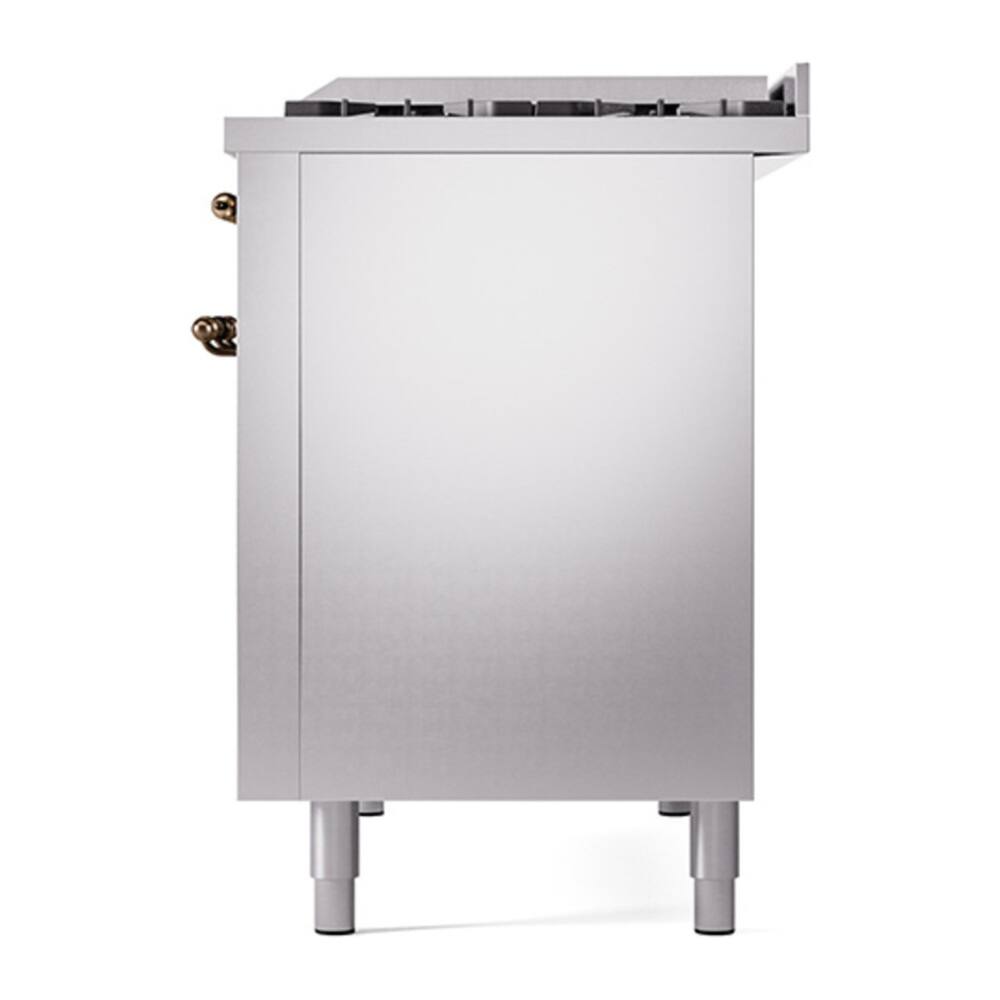 Alt View 10. ILVE - ILVE Nostalgie II Series 48 in. Dual Fuel Range with 8 Sealed Burners + Griddle (Natural Gas, Burnished Trim) - Stainless Steel.