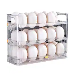 Kitcheniva - Triple Layer Refrigerator Side Door Egg Holder, Transparent