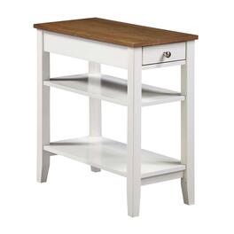 FurniFact - Chairside End Table, Brown - Driftwood/White