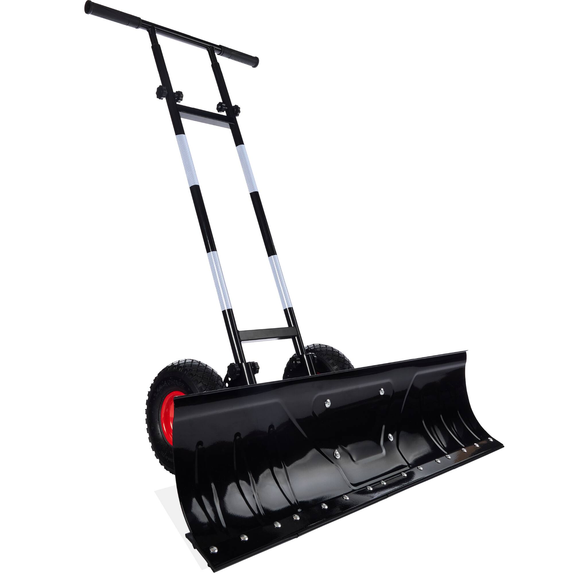 Front. Best Choice Products - Best Choice Products 36in Galvanized Blade Hand Snow Pusher w/ 2 Wheels, Adjustable Handle, Blade Angle - Black - Black.