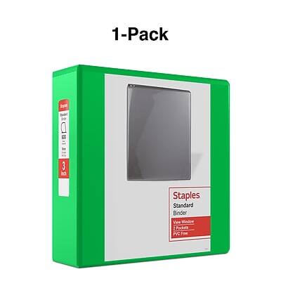 1-Pack  
Staples  
Standard Binder  
3 Rings  
View Front  
2 Pockets  
PVC Free