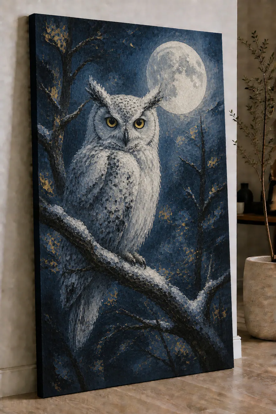 FC Design Large Ready to Hang 24x36" Owl Moonlight Art Painting Home ...