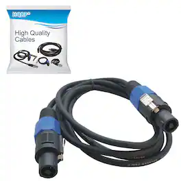 HQRP - 6 ft Speakon M/M Speaker Cable, Pro Audio Connector, for Ampeg SVT-CL and Warwick USM-WCA Cabinets - Black