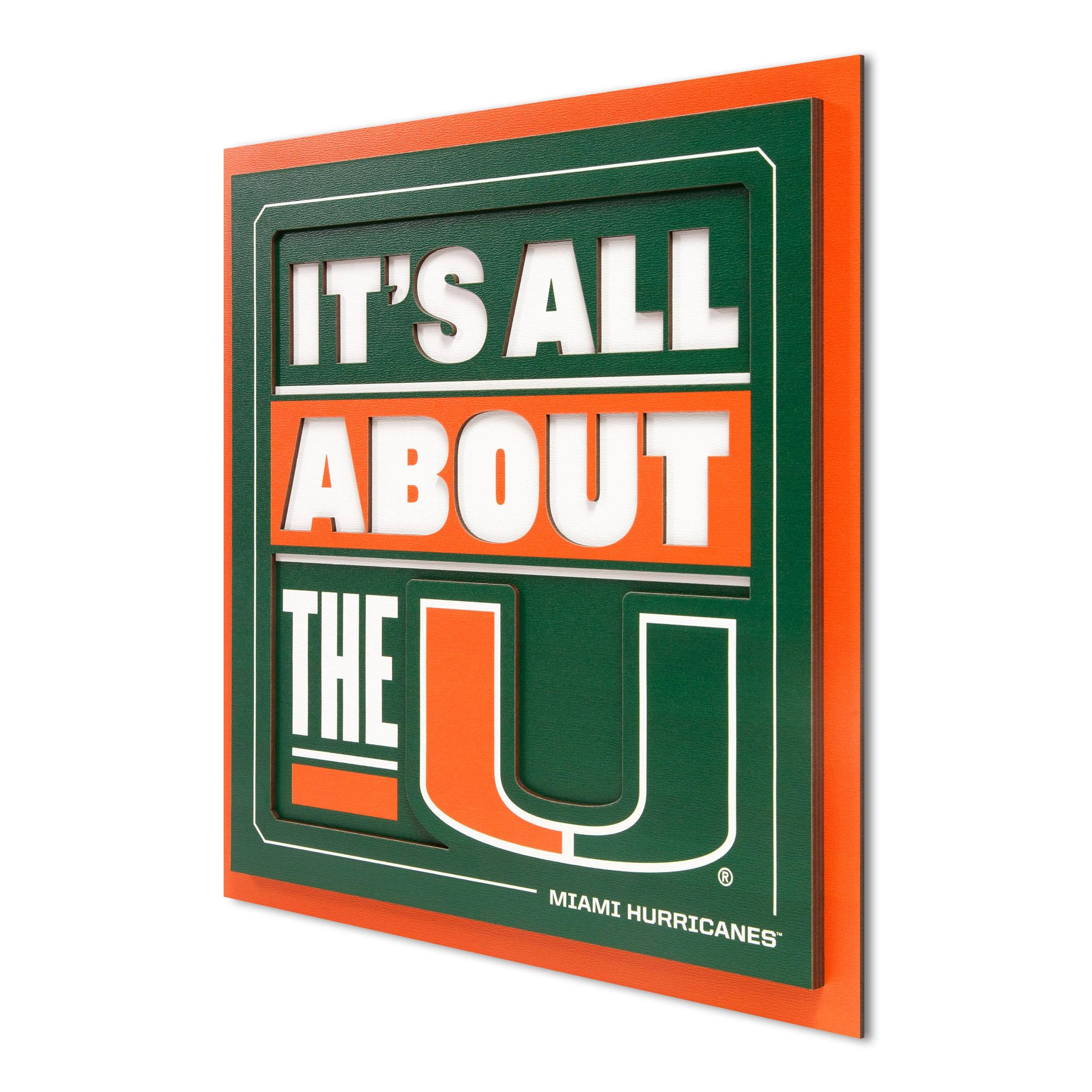 Miami Hurricanes Unisex No Age Group Slogan Series 3D Wall Art - No Color
