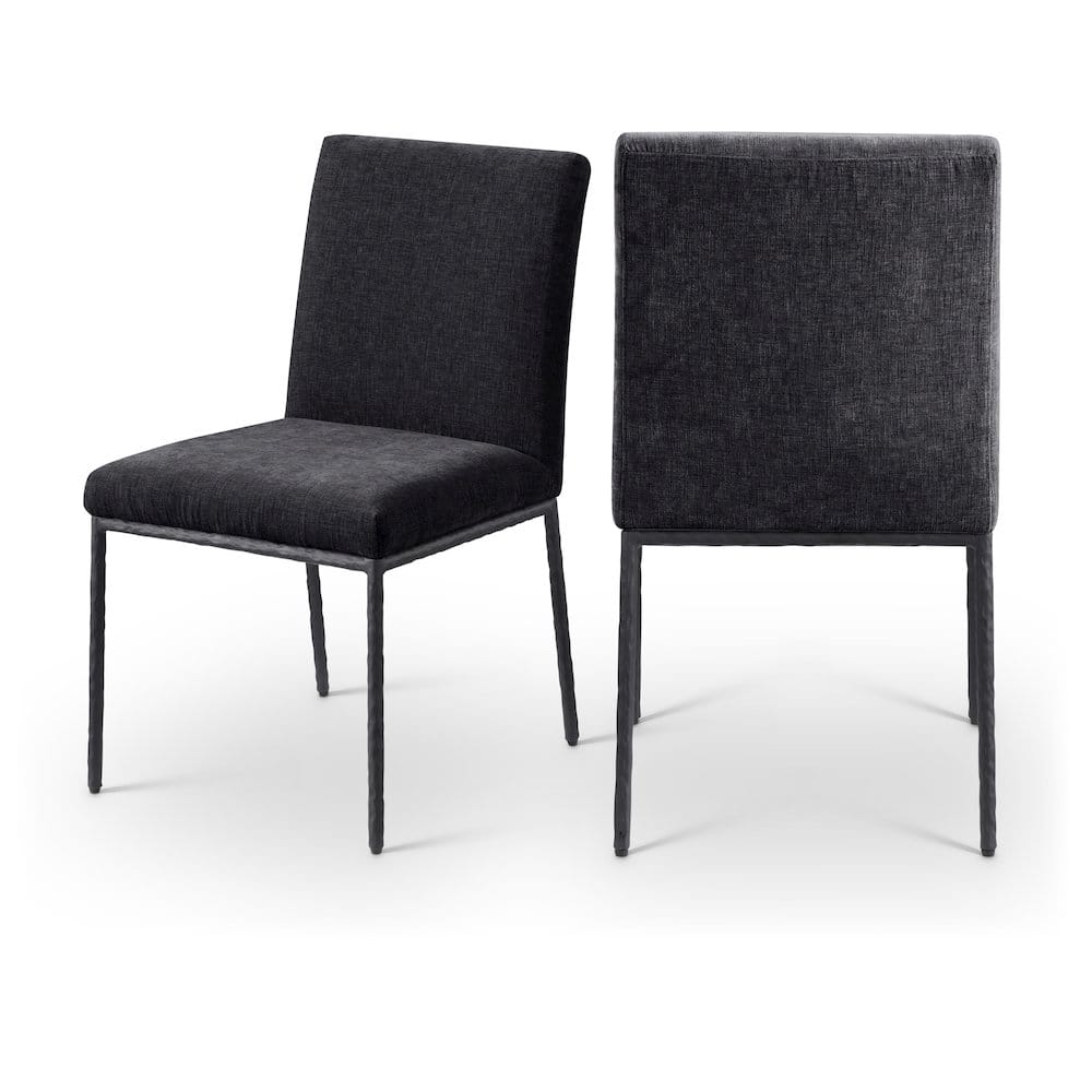 Meridian Furniture - Reeves Chenille Fabric Upholstered Dining Side Chair, Set of 2 - Black price history on PriceWatchPro