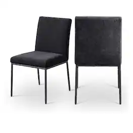 Meridian Furniture - Reeves Chenille Fabric Upholstered Dining Side Chair, Set of 2 - Black