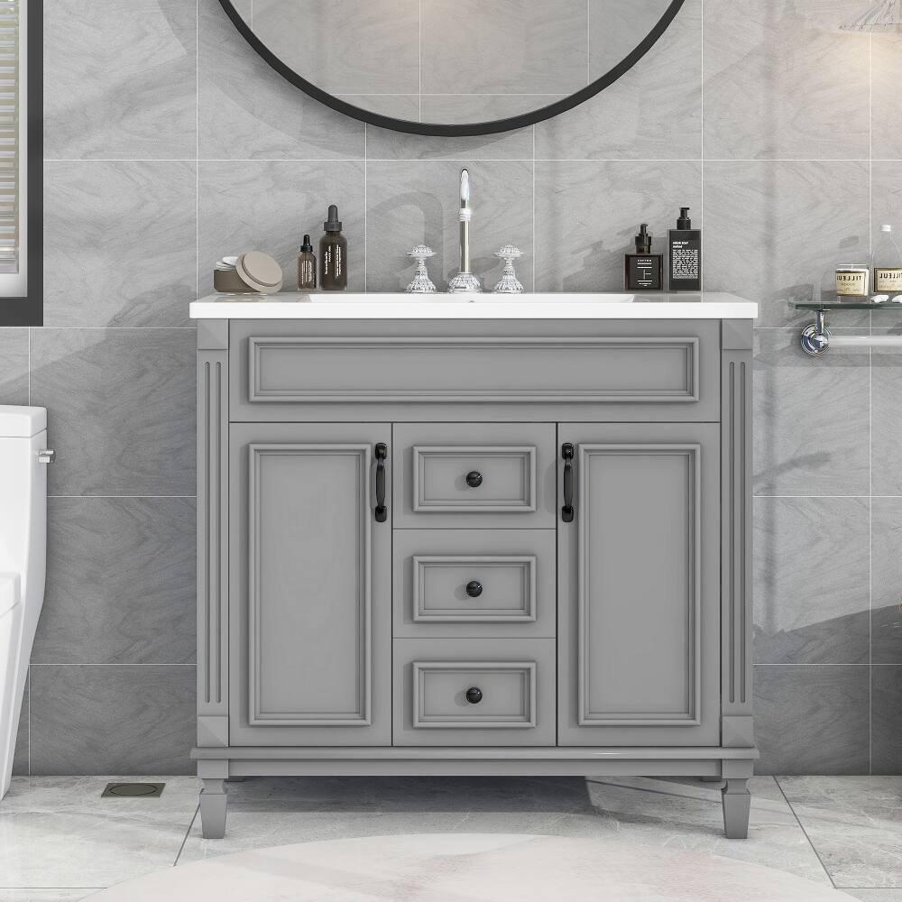 Loheer 36 inch Bathroom Vanity with Sink Modern Grey Single Sink ...
