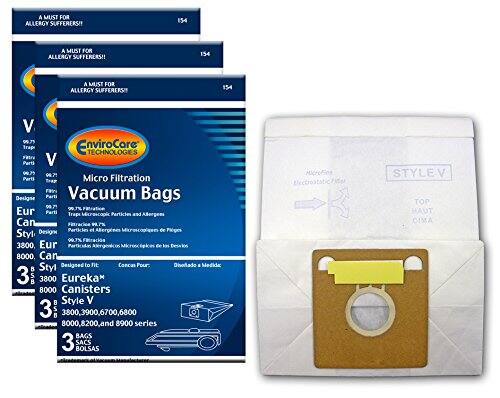 9-Pack EnviroCare Eureka Style V Canister Vacuum Bags – Microfiltration Replacement
