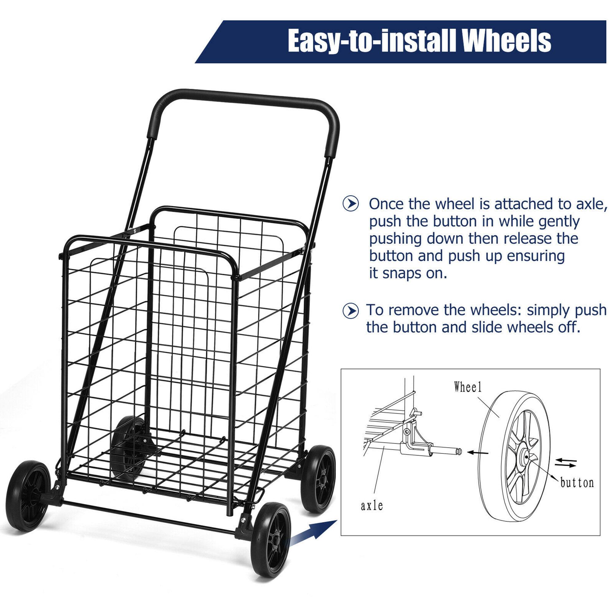 Easy-to-install Wheels

Once the wheel is attached to axle, push the button in while gently pushing down then release the button and push up ensuring it snaps on.

To remove the wheels: simply push the button and slide wheels off.

Wheel axle button