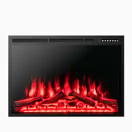 Sugift - 37 Inch Electric Fireplace Recessed with Adjustable Flames - Black