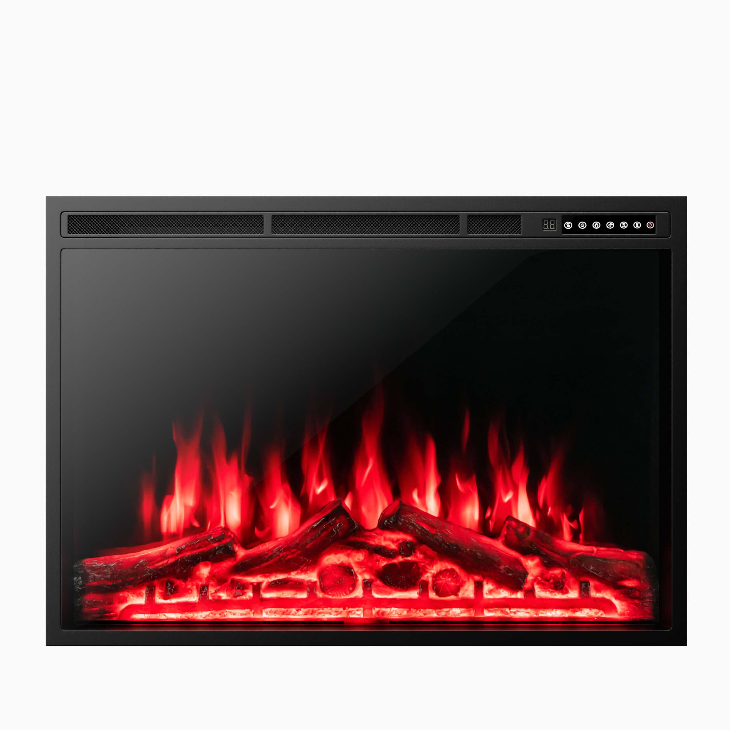 Sugift - 37 Inch Electric Fireplace Recessed with Adjustable Flames - Black