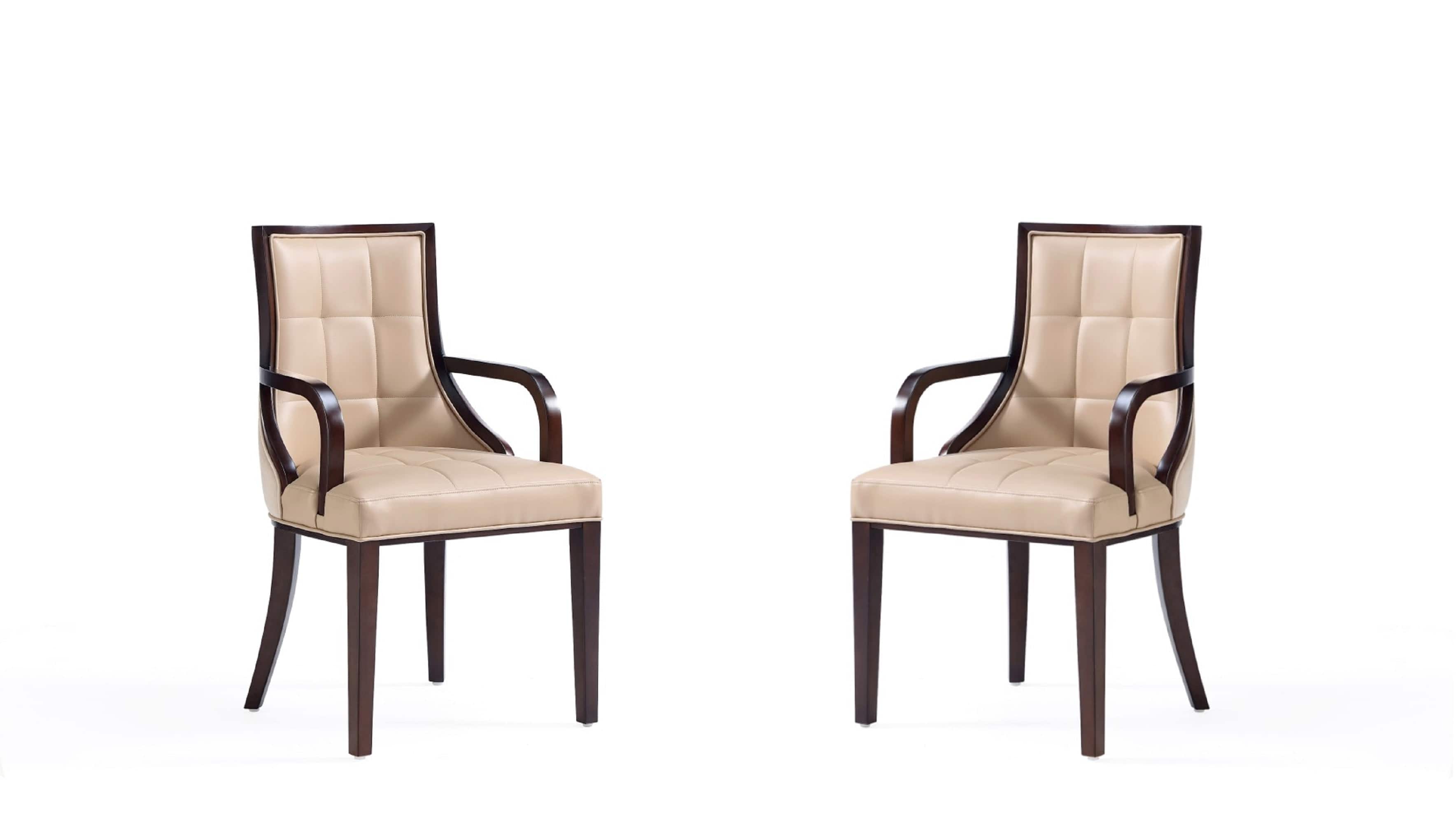 Manhattan Comfort - Fifth Avenue Traditional Wood Upholstered Dining Chair - Set of 2 - Tan
