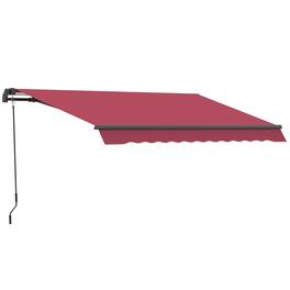 Outsunny - 10' x 8' Retractable Awning, Patio Awnings, Sunshade Shelter w/ Manual Crank Handle, UV & Water-Resistant Fabric - Wine Red