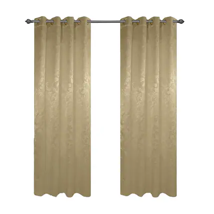 Front. Olivia Gray - Olivia Gray 100% Polyester 200 GSM Dyson Embossed Blackout Grommet Curtain Panel 54" x 84" Gold - Gold.