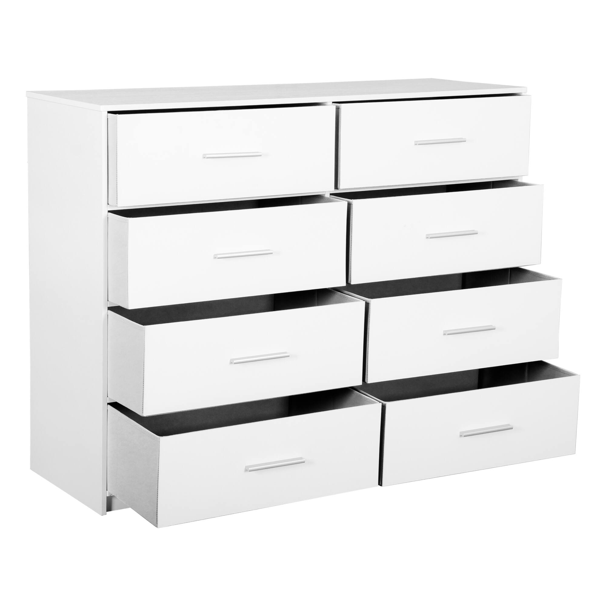 Alt View 2. GOODSILO - 8-Drawer Fabric Storage Dresser with Spacious Compartments and Sturdy Wooden Top - White.