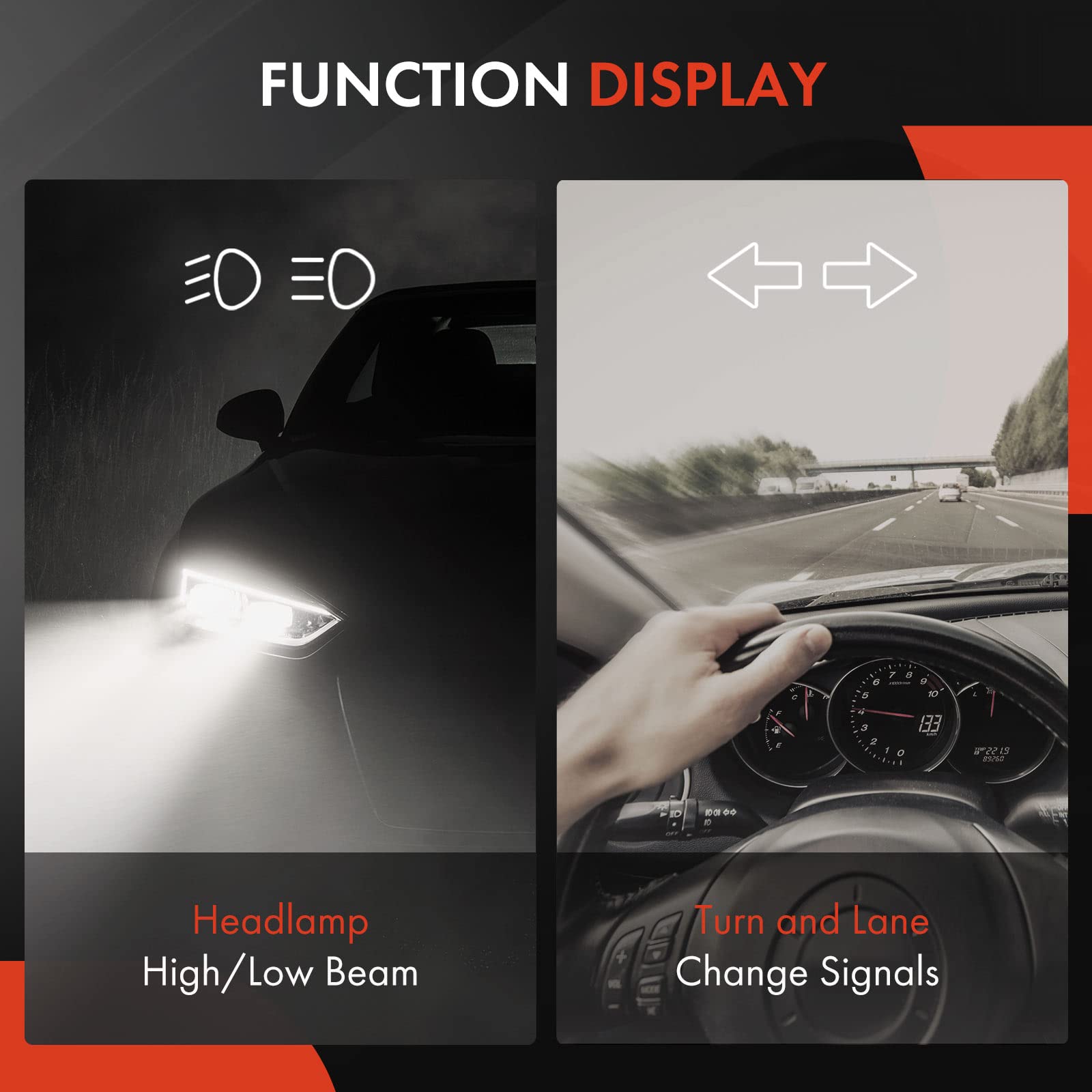 FUNCTION DISPLAY

Headlamp  
High/Low Beam

Turn and Lane Change Signals