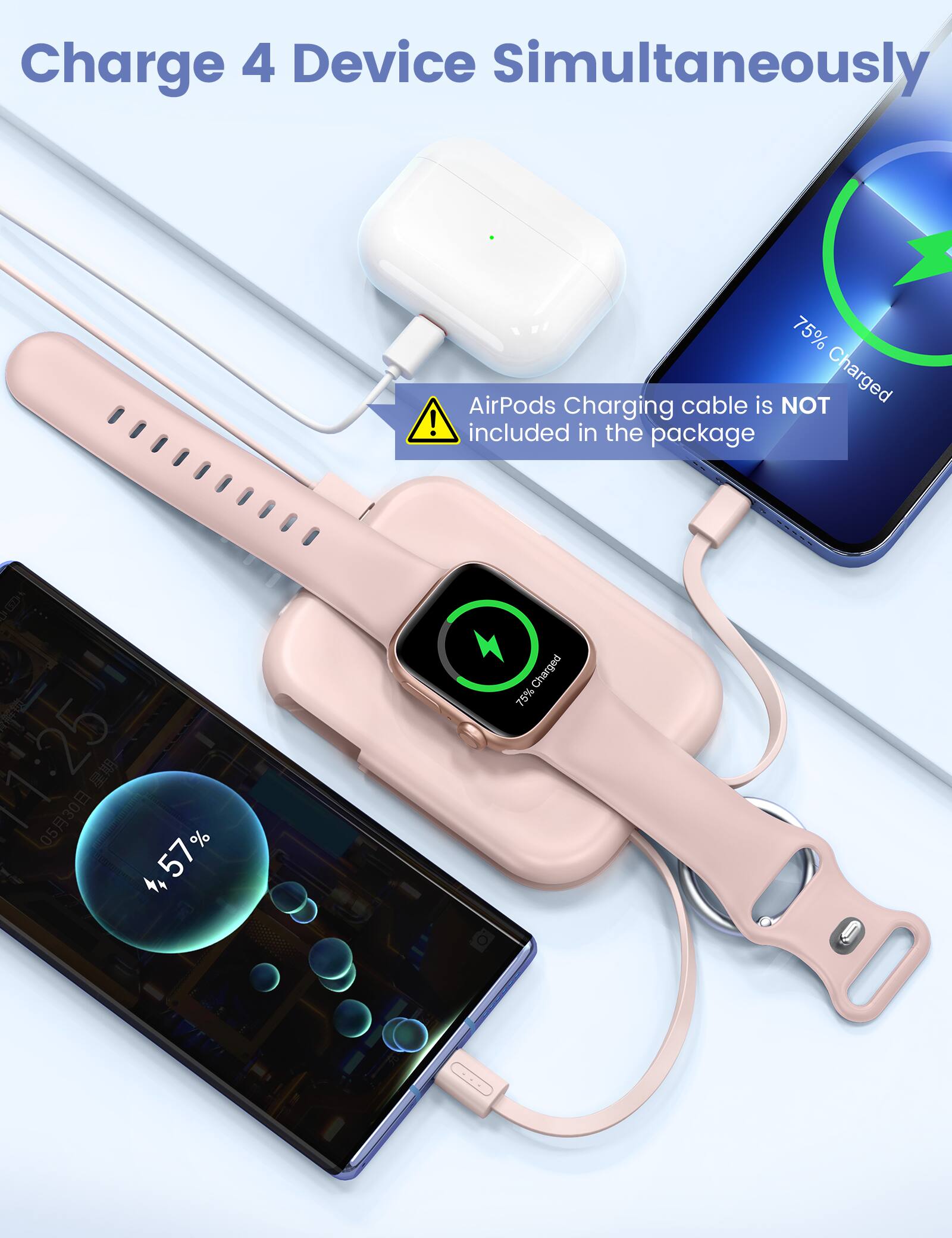 Charge 4 Device Simultaneously

AirPods Charging cable is NOT included in the package

11:25  0530  4,57%

Charged 75%