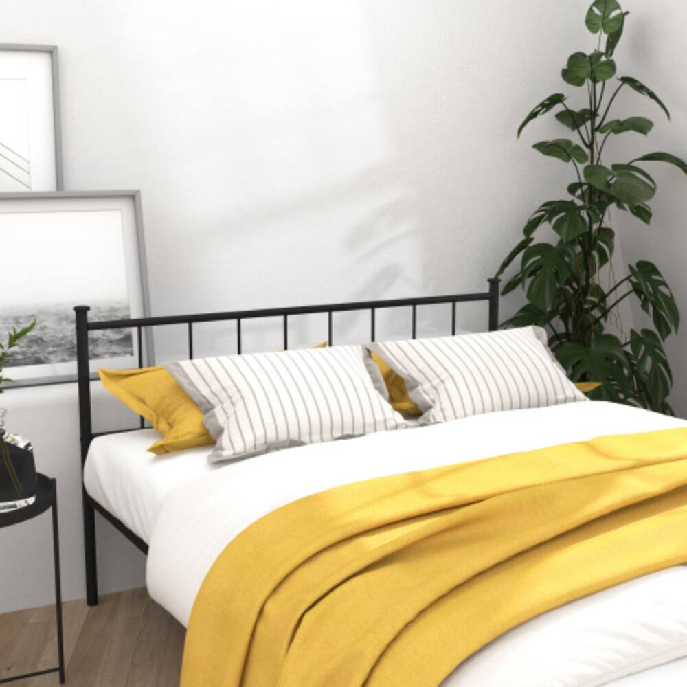 Back. LUCKY ONE - Full Size Platform Bed Frame with Headboard and Footboard, Heavy Duty Metal, Under-Bed Storage, No Box Spring Needed - Black.