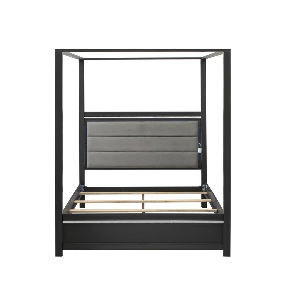 Back. East West Furniture - East West Furniture DE20-Q00000 Denali Modern Queen Bed - Adjustable LED Lighting Headboard and Adjustable Wooden Slats - Brush Gray.