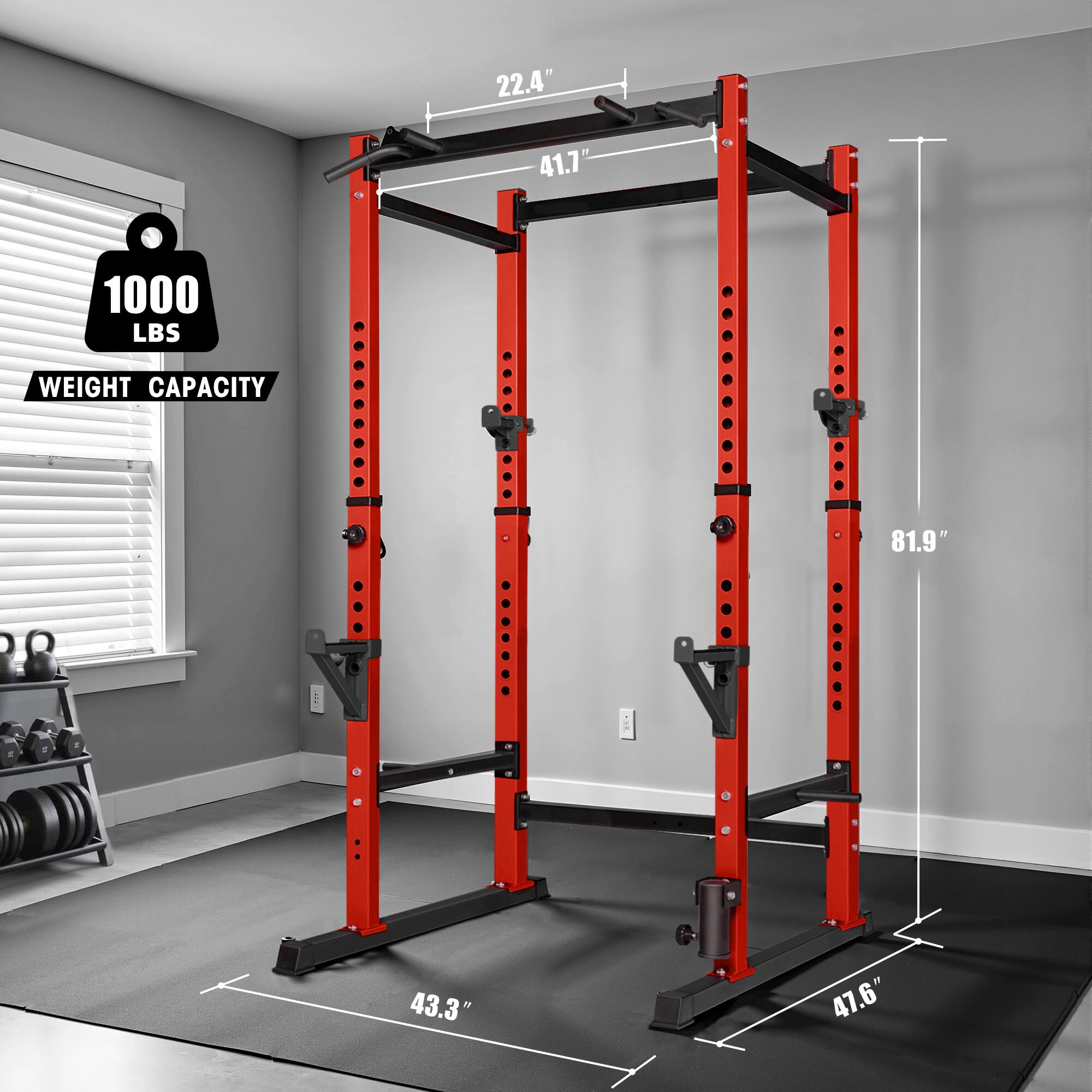 22.4"  
41.7"  
1000 LBS WEIGHT CAPACITY  
81.9"  
43.3"  
47.6"