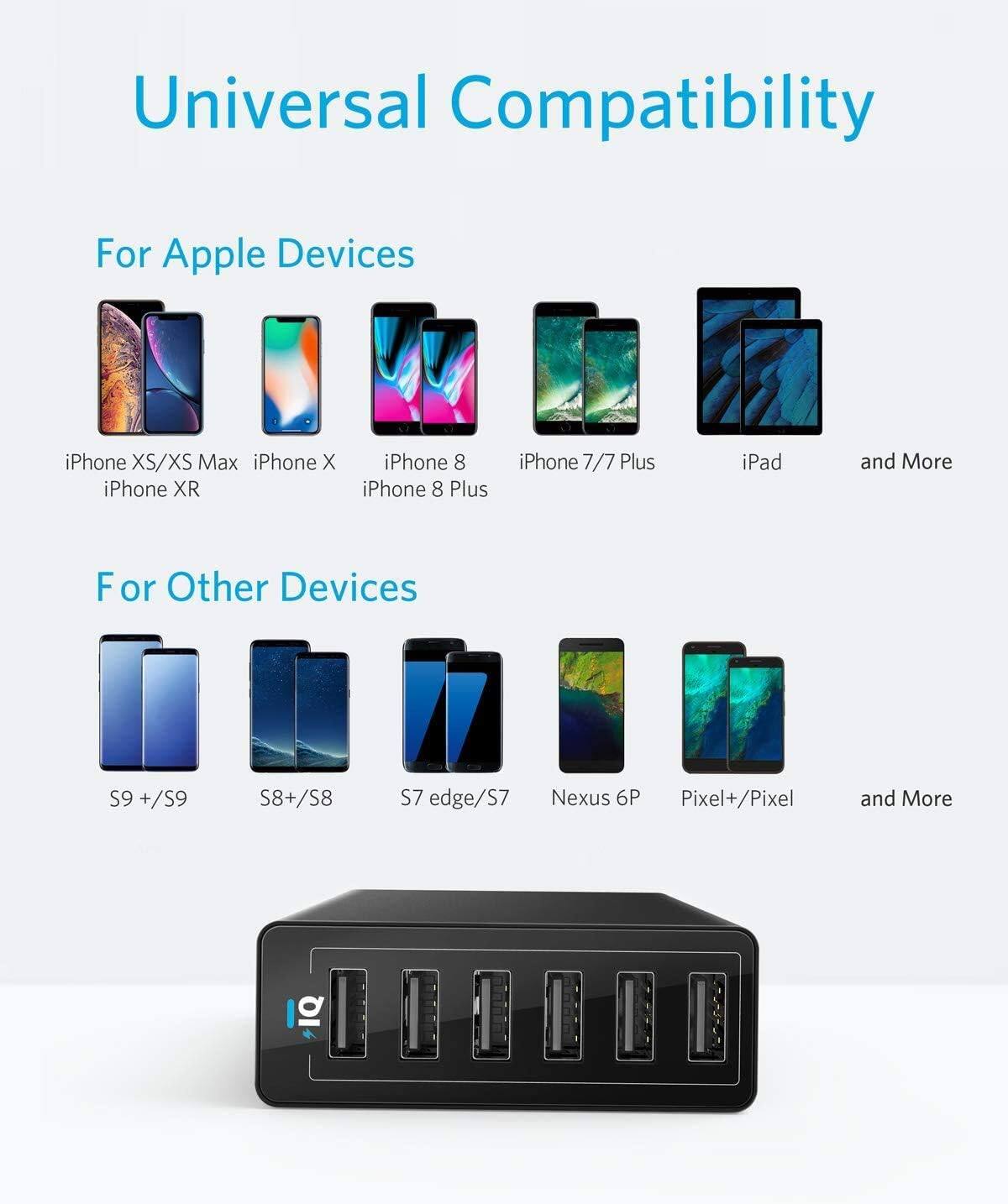 Universal Compatibility

For Apple Devices
- iPhone XS/XS Max
- iPhone X
- iPhone XR
- iPhone 8
- iPhone 8 Plus
- iPhone 7/7 Plus
- iPad
- and More

For Other Devices
- S9 +/S9
- S8+/S8
- S7 edge/S7
- Nexus 6P
- Pixel+/Pixel
- and More