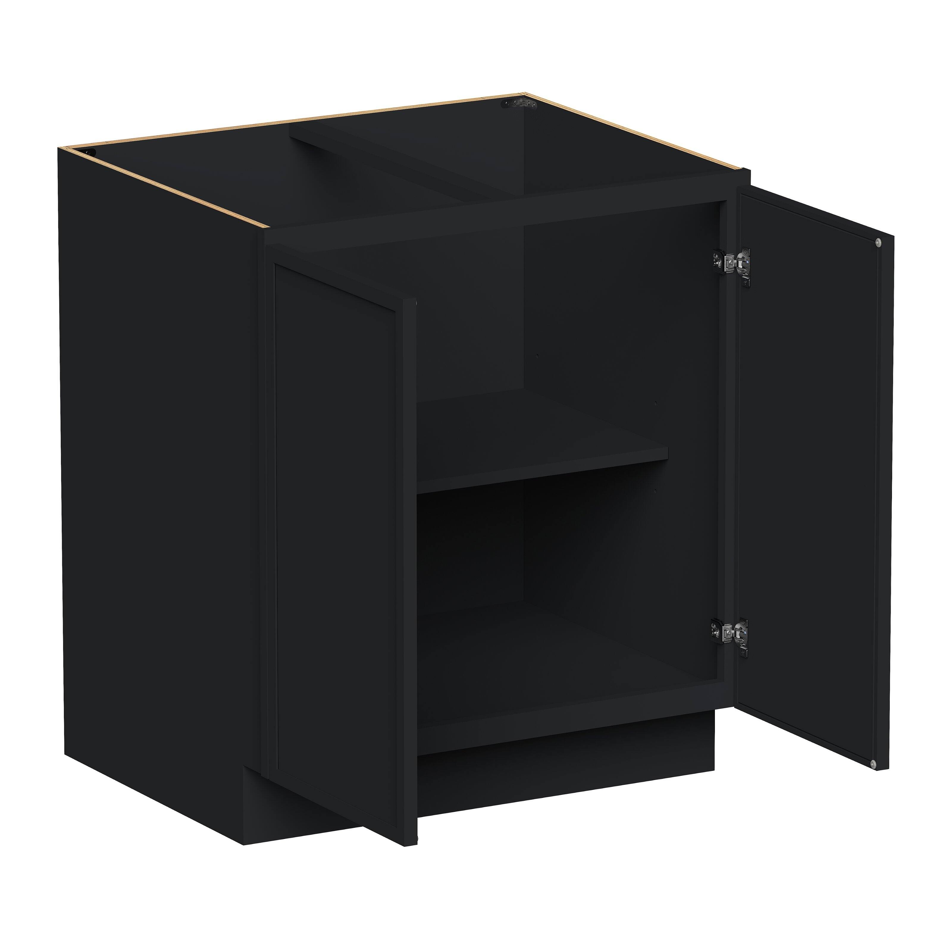 Angle. Boyel Living - 30-in W x 34.5-in H x 24-in D Shaker RTA Kitchen Full Height Door Base Cabinet with Soft-Close - Black.