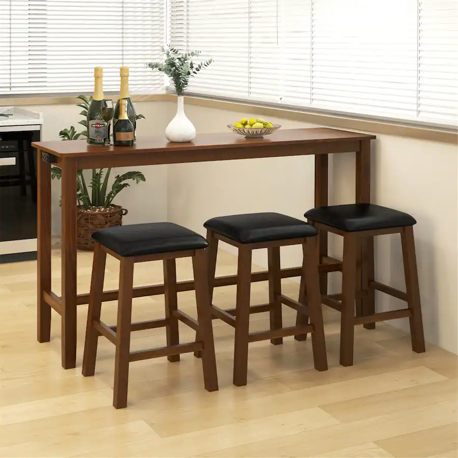 Out Lex Box Table Gymax 4 Piece Bar Table Set w/ Power Outlet Counter Height Table & 3 ...