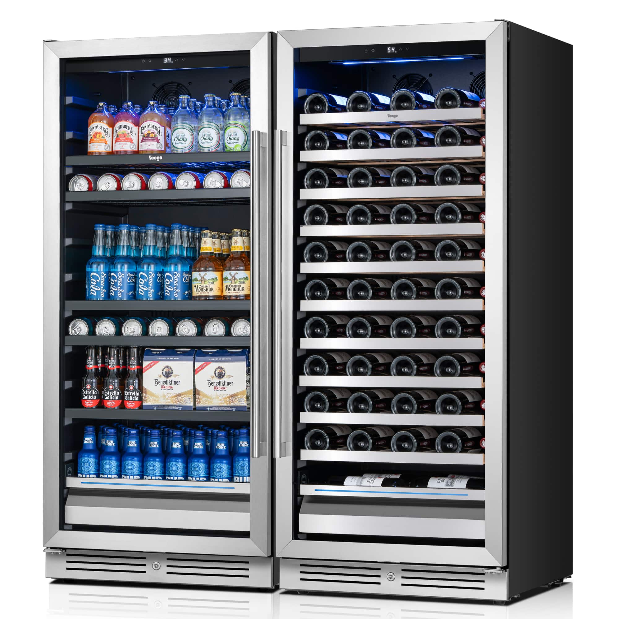 Yeego - 238 Cans +90 Bottle Wine and Beverage Refrigerator,With Energy Star Certified for Home,Bar - Silver