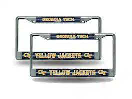 Rico Industries - Georgia Tech Yellow Jackets Glitter Bling Chrome License Plate Frame - Set of 2 Frames - Multi