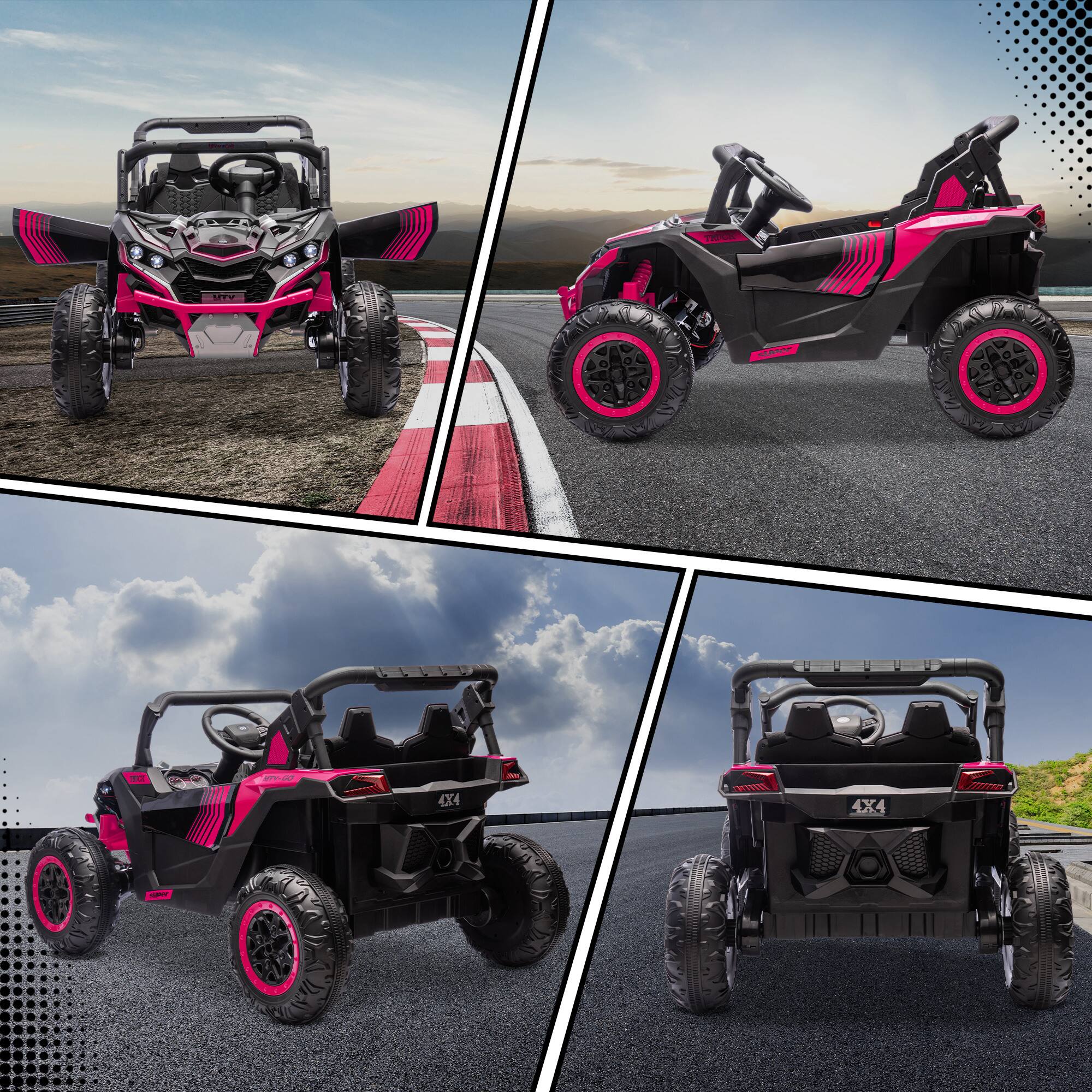 The text in the image reads:

- "4X4" (appears on the vehicle in the bottom right and bottom left images)
- "4X4" (appears on the vehicle in the top right image)