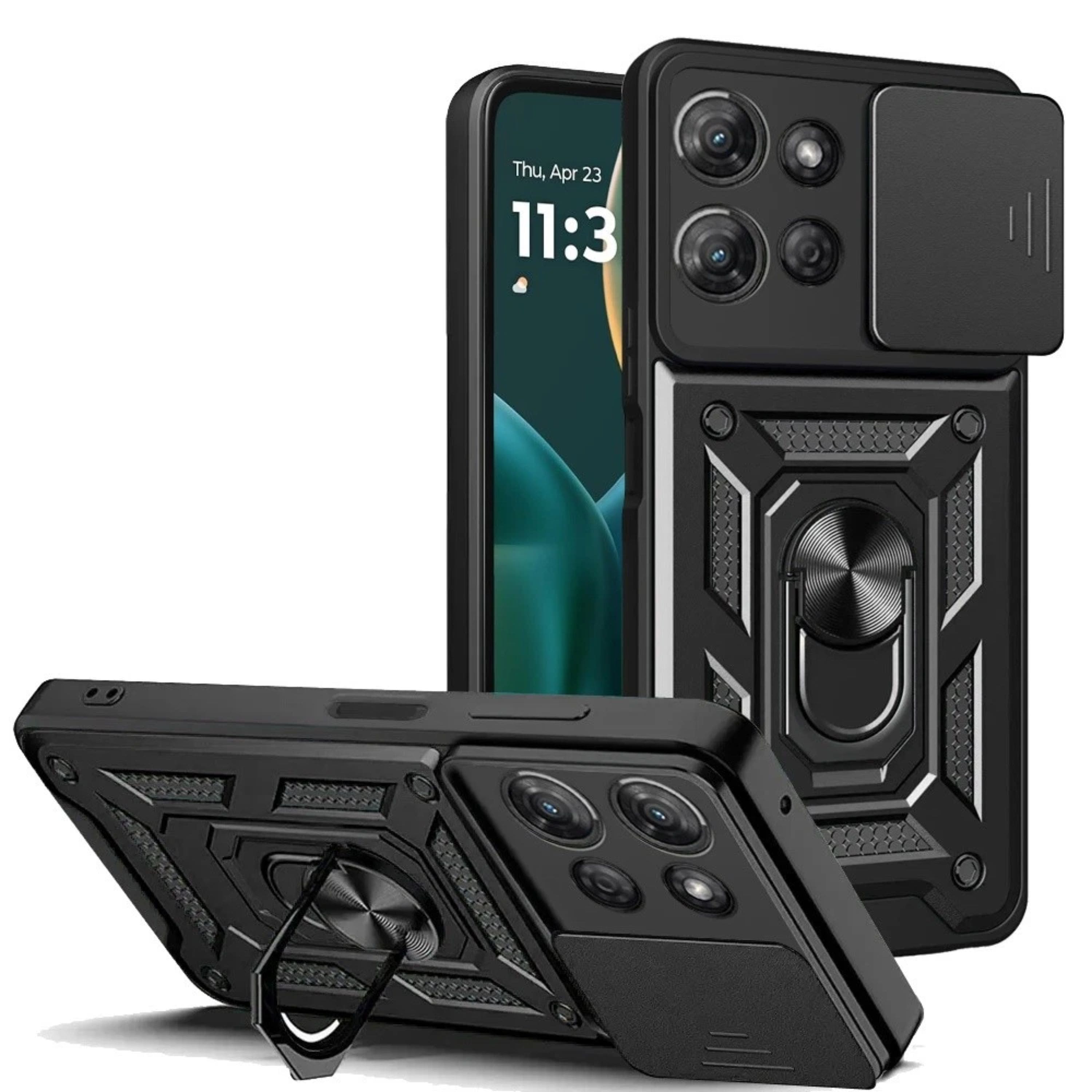 Kitcheniva - Rugged Sliding Lens Cover Magnetic Ring Stand Case With Tempered Glass For Moto G Stylus 2026/2025 - Black price history on PriceWatchPro