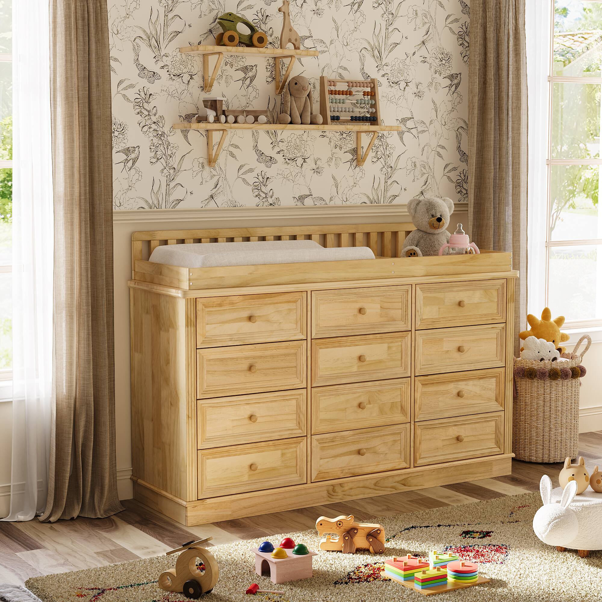 nursery dresser Denman 2 Piece Set | Nursery Furniture Sets 55.5 x 30.3 x 37.4 Dresser Sage Green YappyIcon Solid Oak