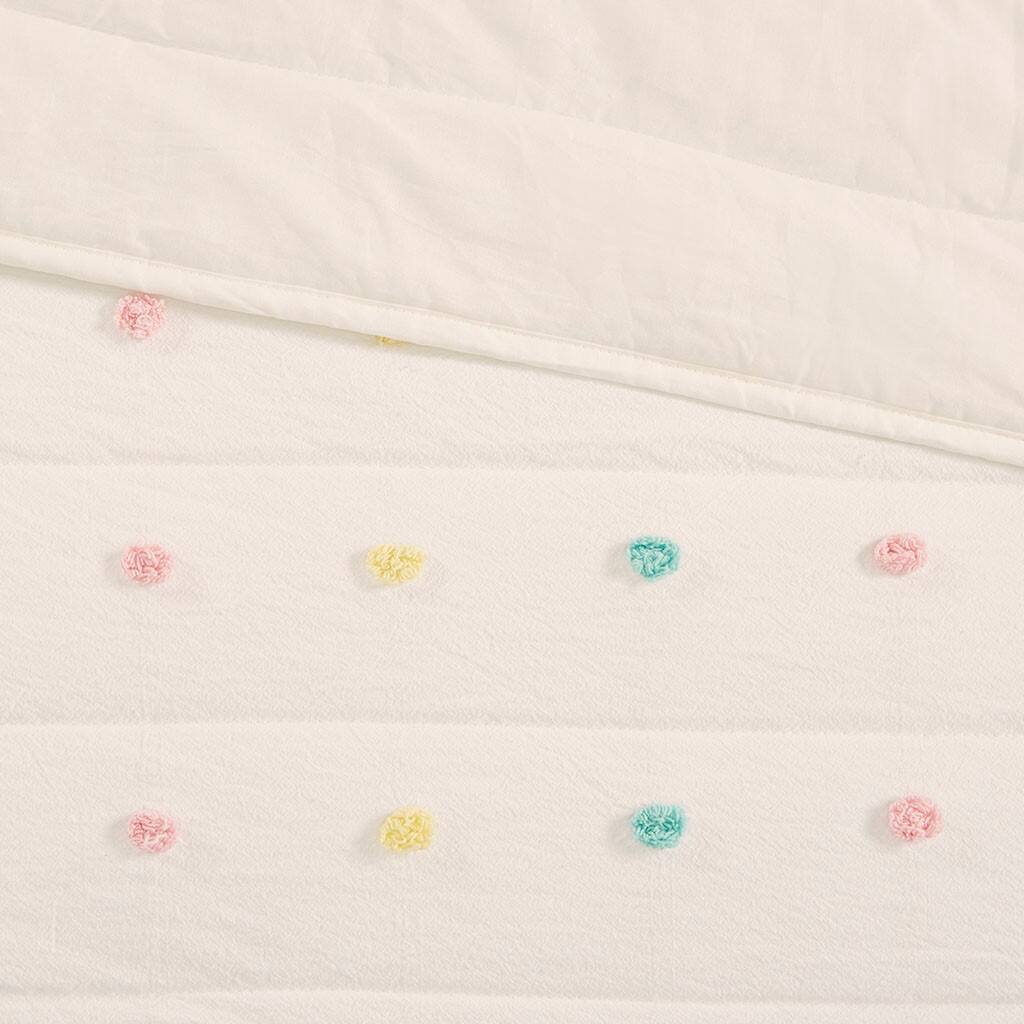 Alt View 5. Gracie Mills - Gracie Mills Caius Pom Pom Cotton Jacquard Quilt Set with Throw Pillows - Multi.