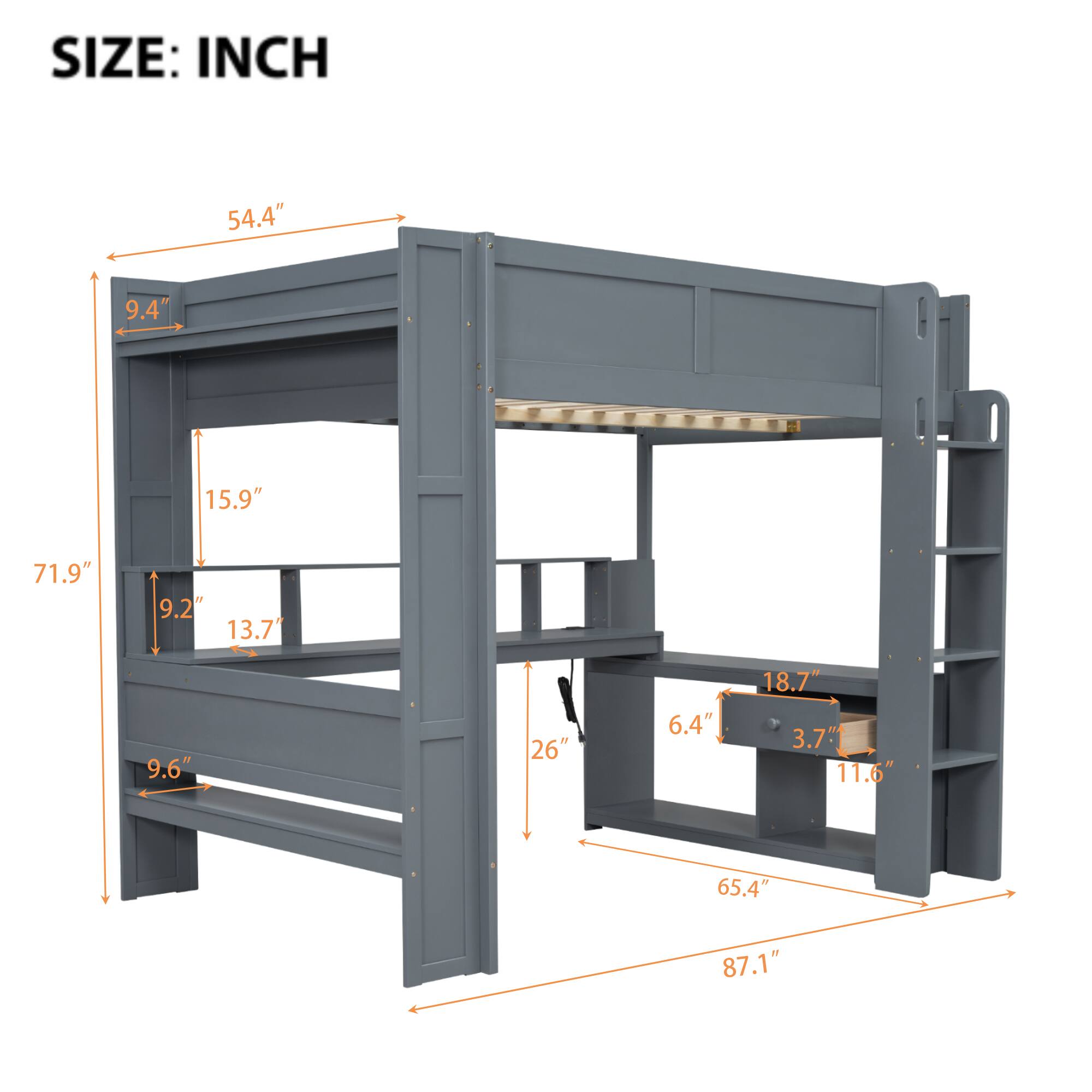SIZE: INCH  
54.4"  
9.4"  
15.9"  
71.9"  
9.2"  
13.7"  
9.6"  
26"  
6.4"  
18.7"  
3.7"  
11.6"  
65.4"  
87.1"
