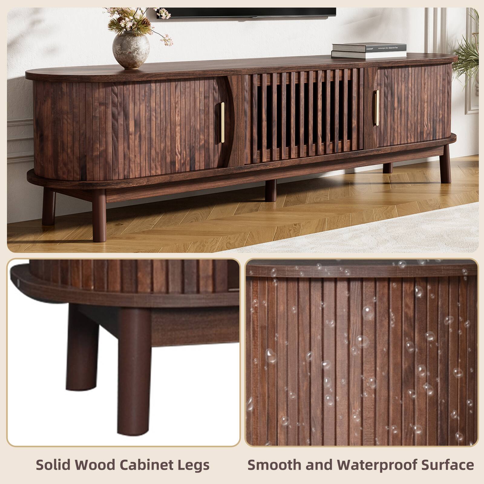 Solid Wood Cabinet Legs  
Smooth and Waterproof Surface