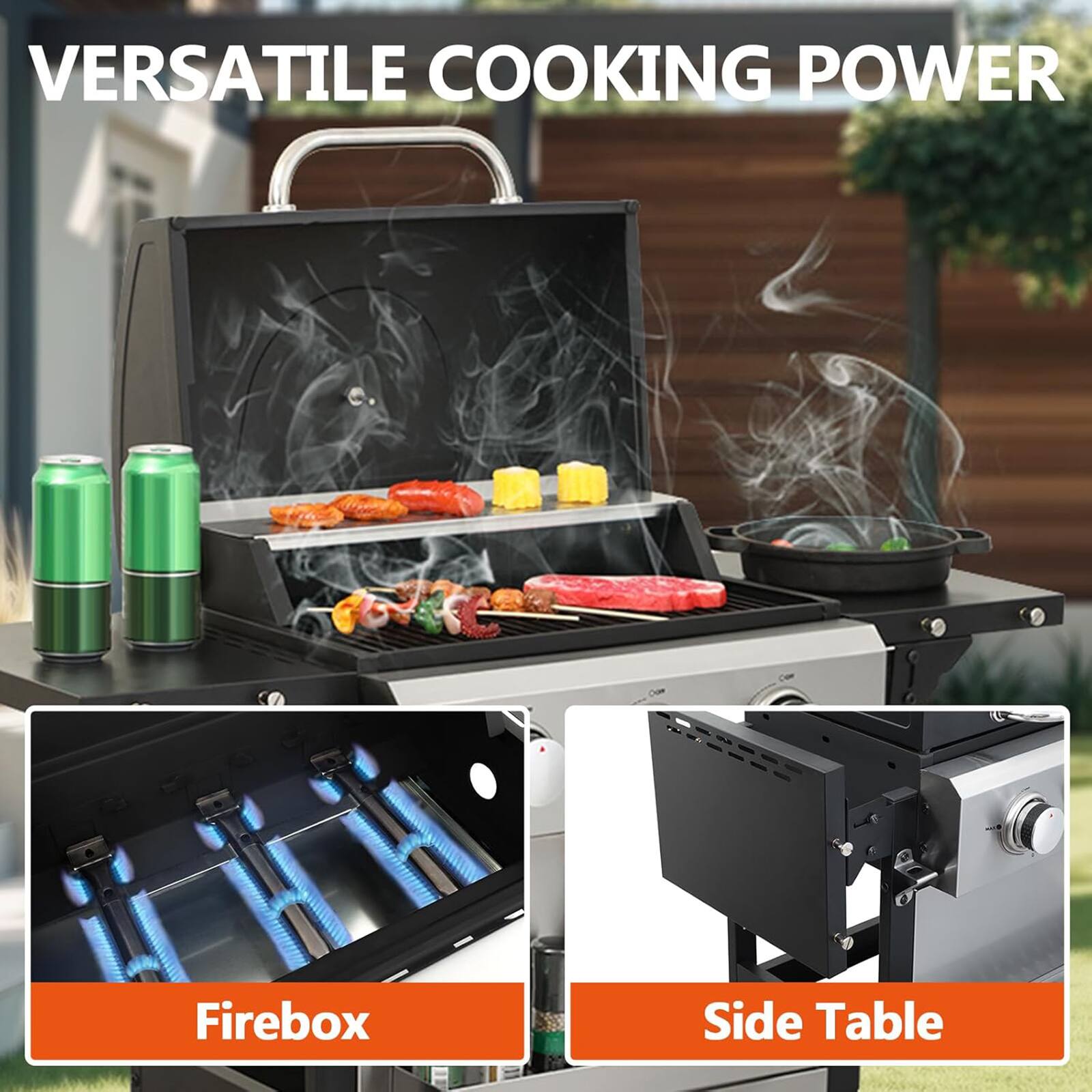 VERSATILE COOKING POWER

Firebox

Side Table