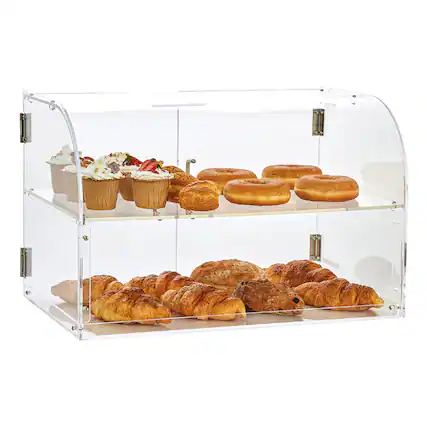 Front. VEVOR - Pastry Display Case, 2-Tier Commercial Countertop Bakery Display Case - Transparent.